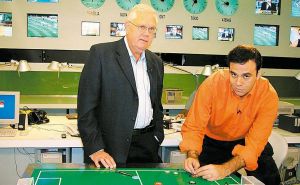 oelmir Beting e seu filho, Mauro Beting, durante gravao do programa 