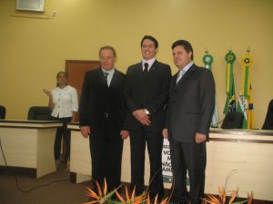 Vice-prefeito Alrio Jos Bacca, Juiz Gil Messias Fleming e Prefeito Jocelito