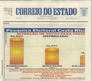 Capa Jornal Correio do Estado com a pesquisa 